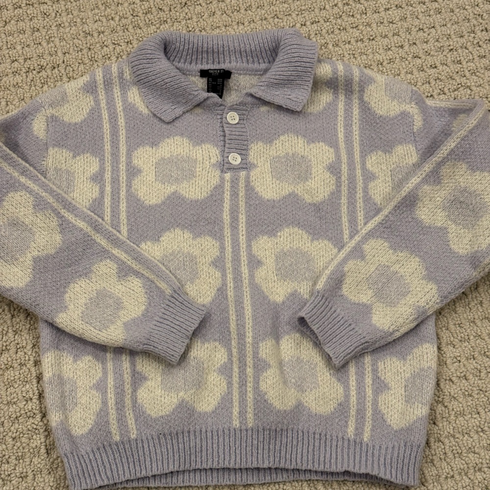 Forever 21 Kids Lavender and Cream Floral Sweater